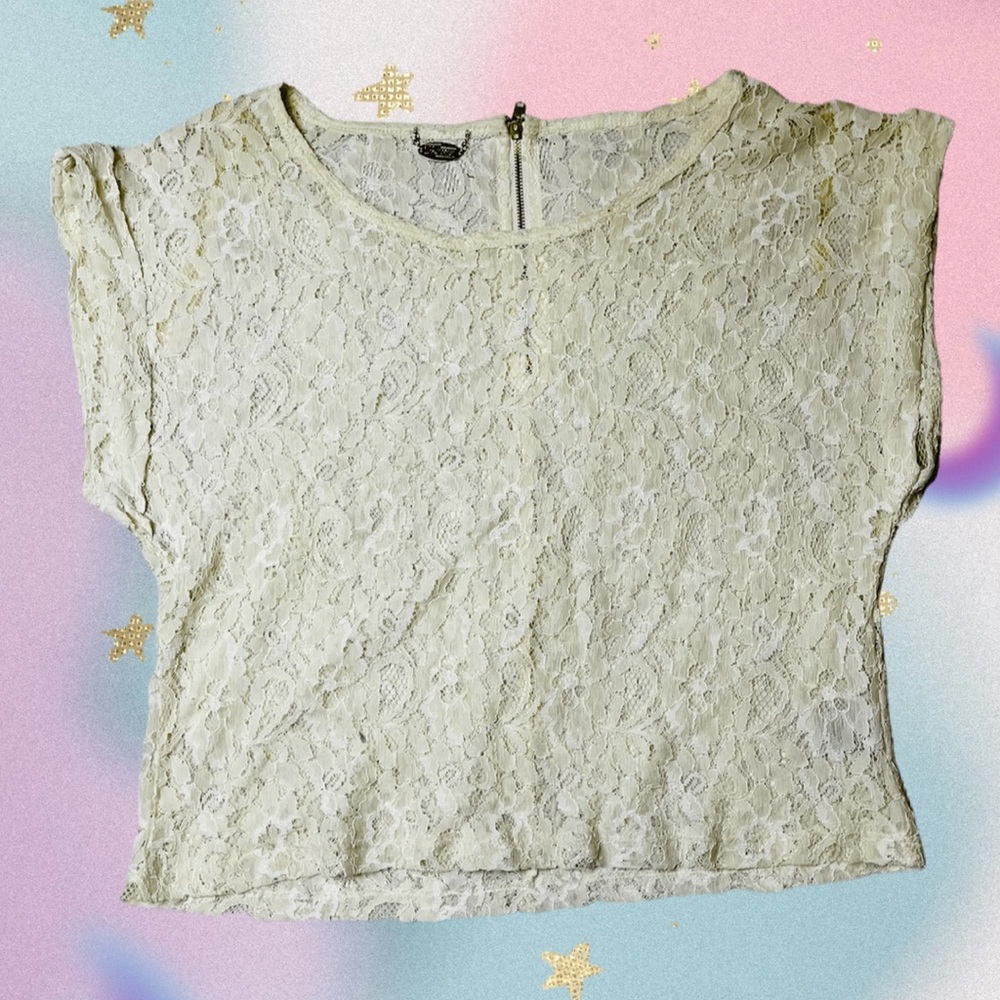 Ali & Kris Cream Lace Crop Top Size Large